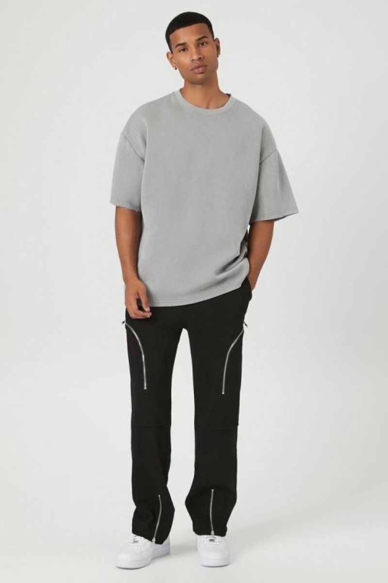 Pantalon Forever 21 Heathered Zip Up Drawstring Hombre Negras | tHf6DmX1H0N