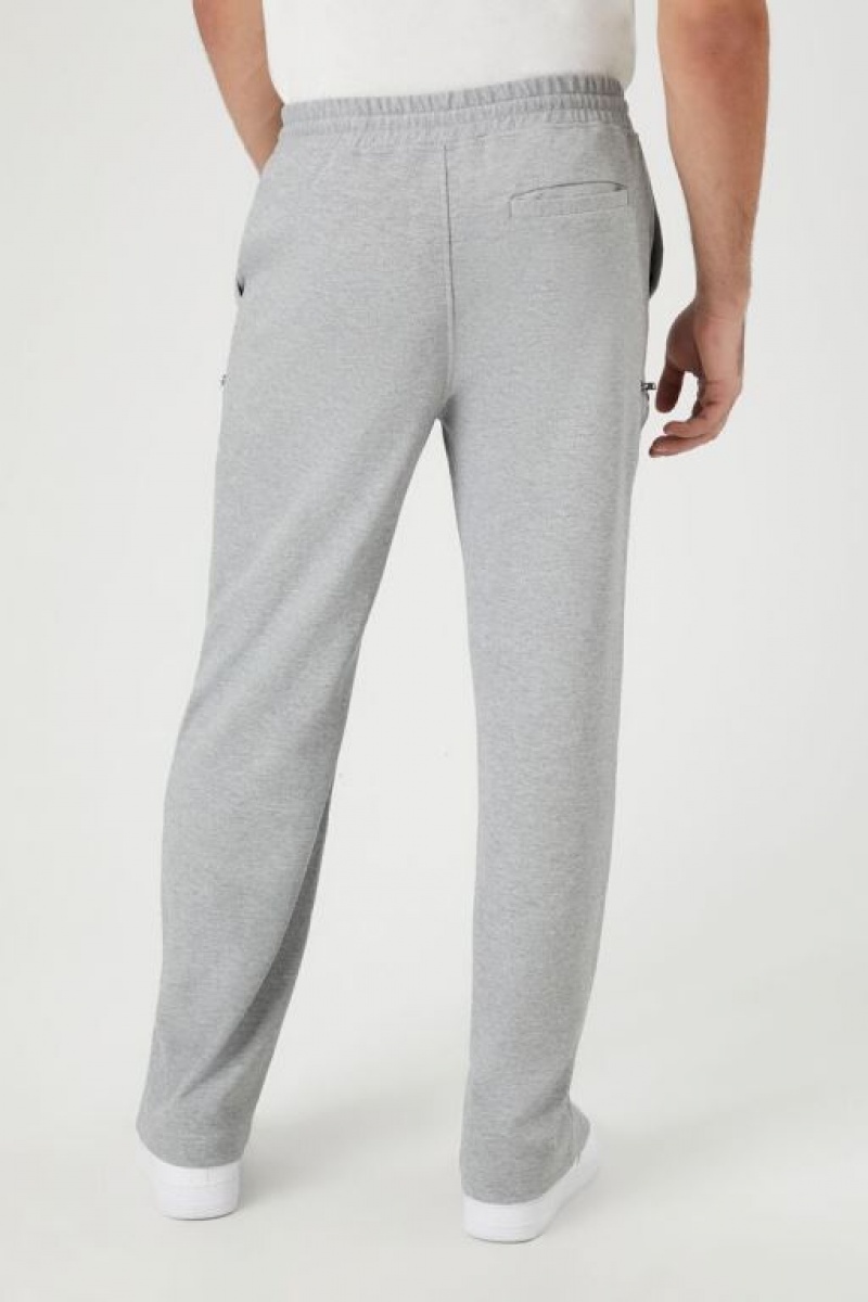 Pantalon Forever 21 Heathered Zip Up Drawstring Hombre Gris Claro | cc2aK1CiIOh