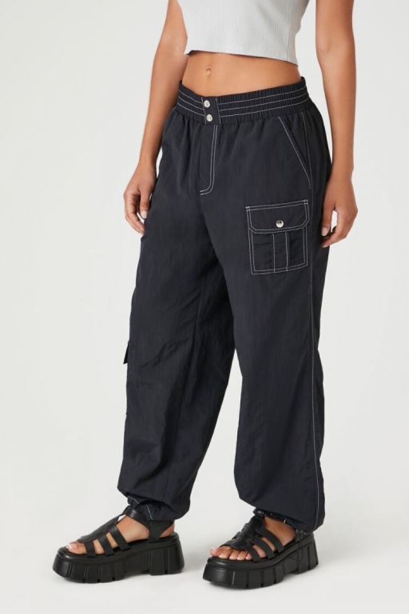 Pantalon Forever 21 High Rise Cargo Joggers Mujer Negras | fEyd6cFj4pi