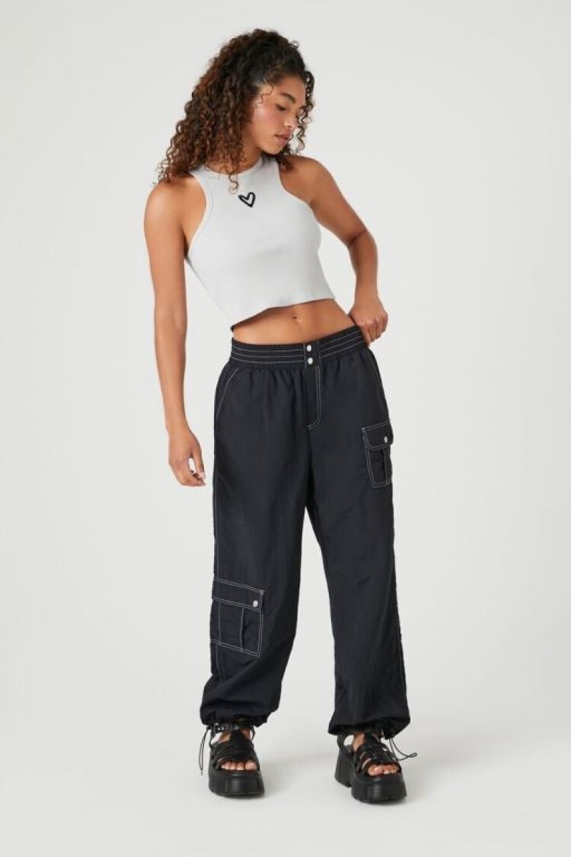 Pantalon Forever 21 High Rise Cargo Joggers Mujer Negras | fEyd6cFj4pi