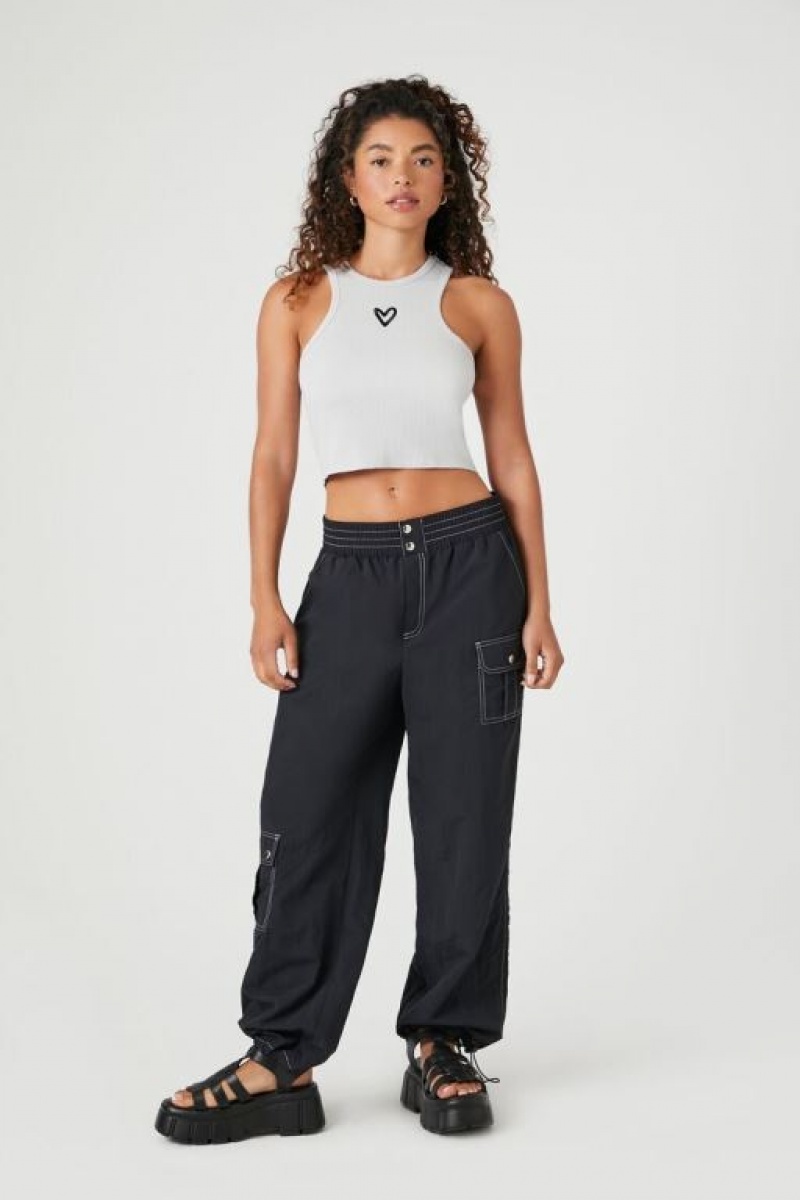 Pantalon Forever 21 High Rise Cargo Joggers Mujer Negras | fEyd6cFj4pi