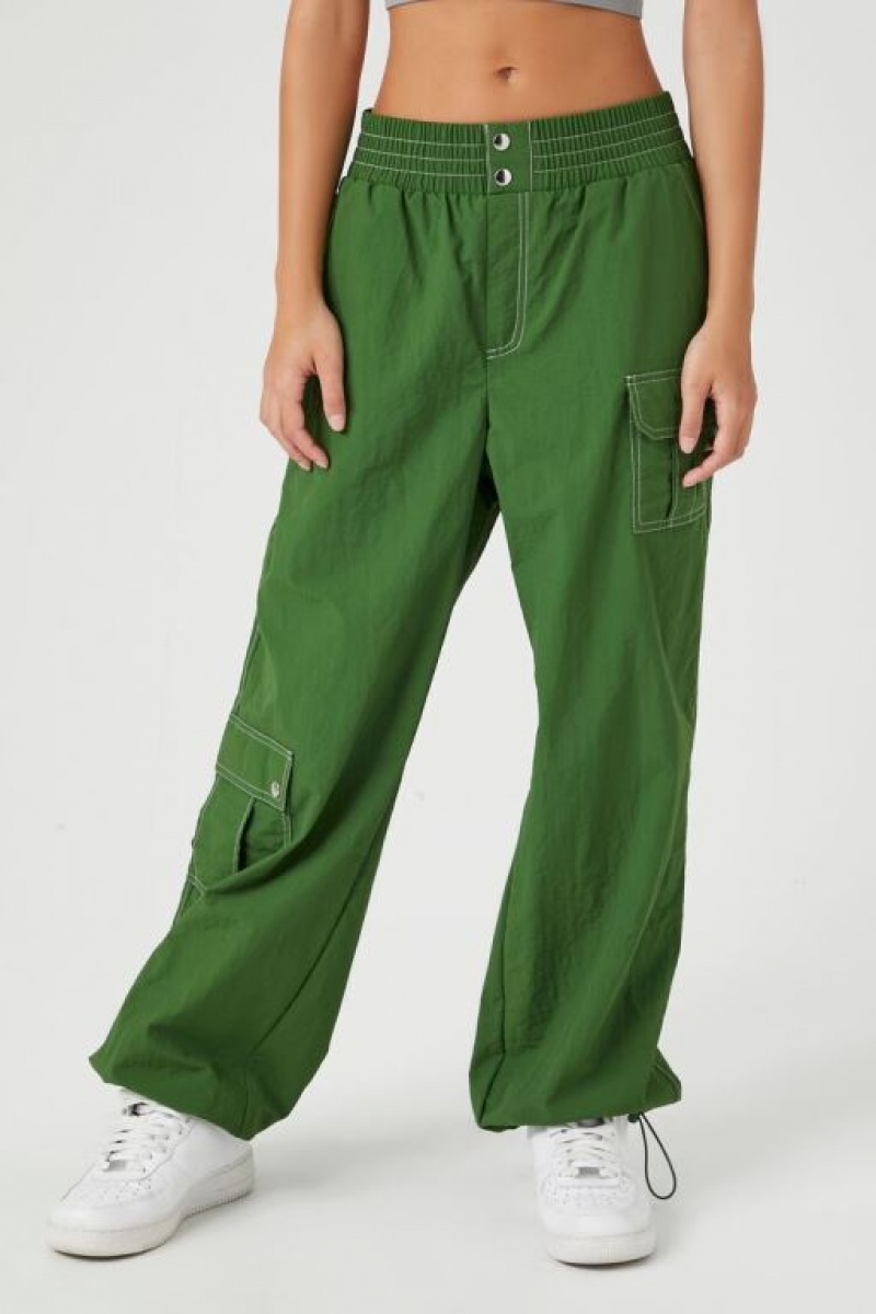 Pantalon Forever 21 High Rise Cargo Joggers Mujer Verde | Qf7K3pveDbx