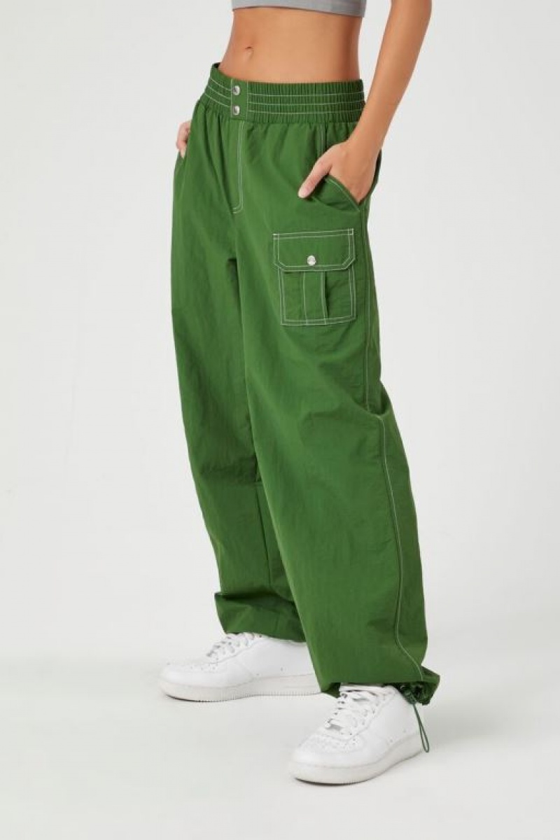 Pantalon Forever 21 High Rise Cargo Joggers Mujer Verde | Qf7K3pveDbx