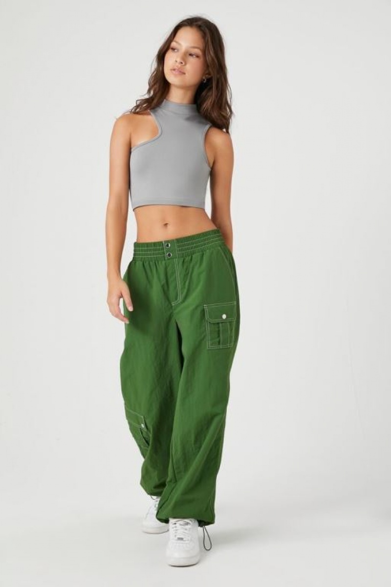 Pantalon Forever 21 High Rise Cargo Joggers Mujer Verde | Qf7K3pveDbx