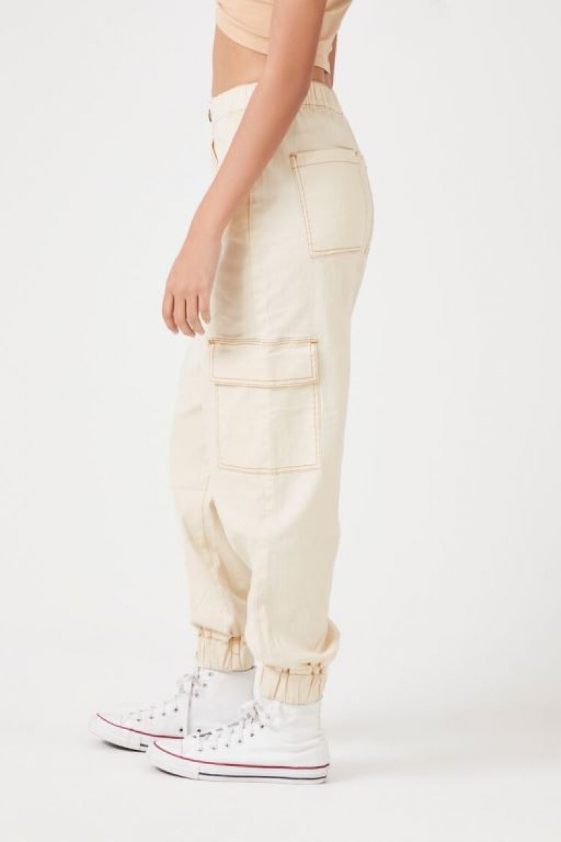 Pantalon Forever 21 High Rise Cargo Joggers Mujer Blancas | js16dTQuXNQ