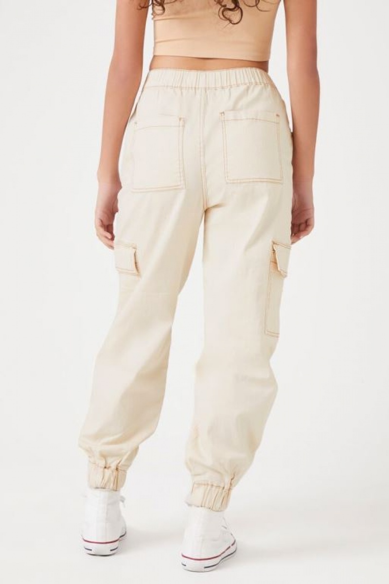 Pantalon Forever 21 High Rise Cargo Joggers Mujer Blancas | js16dTQuXNQ