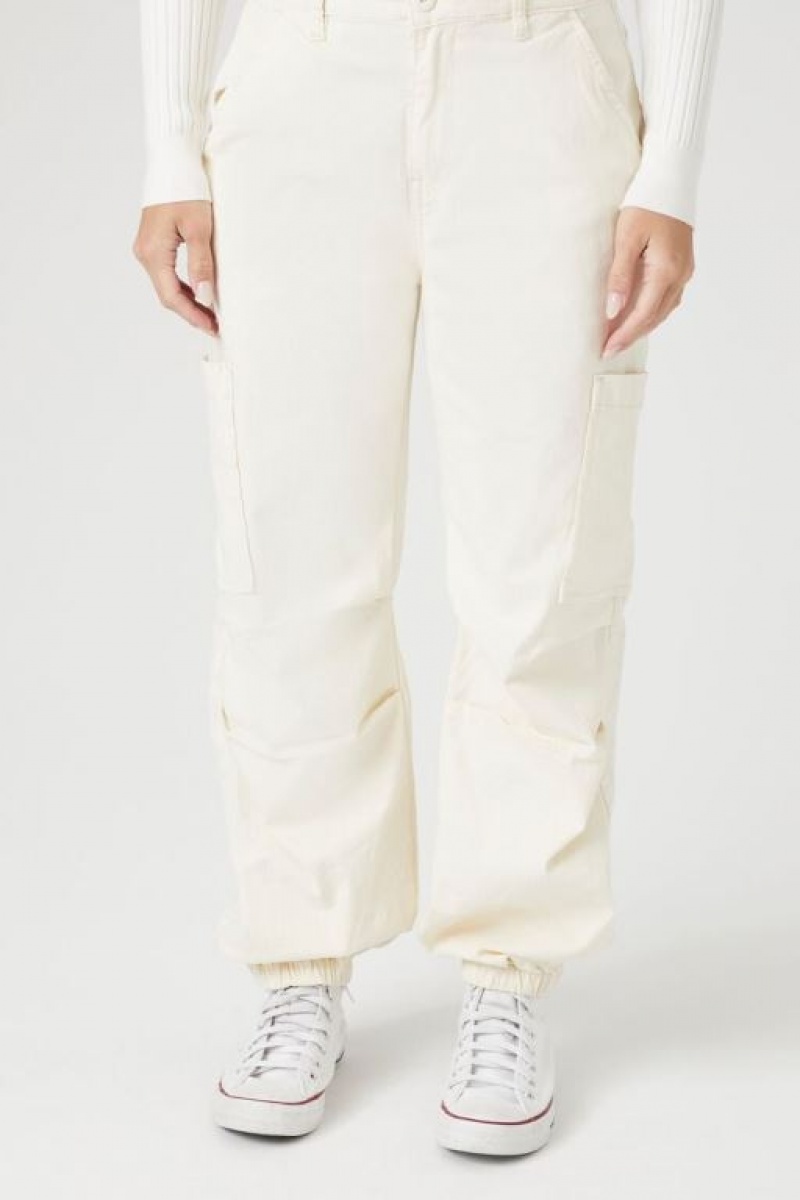 Pantalon Forever 21 High Rise Denim Cargo Mujer Blancas | s29ZjEXaBdb