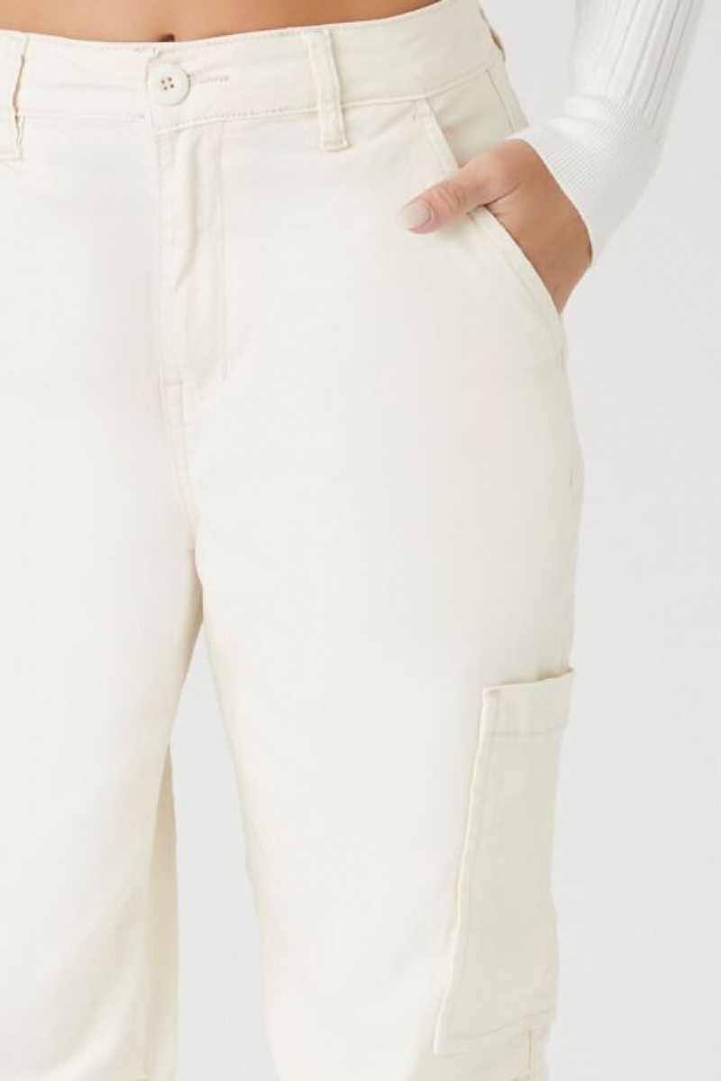 Pantalon Forever 21 High Rise Denim Cargo Mujer Blancas | s29ZjEXaBdb