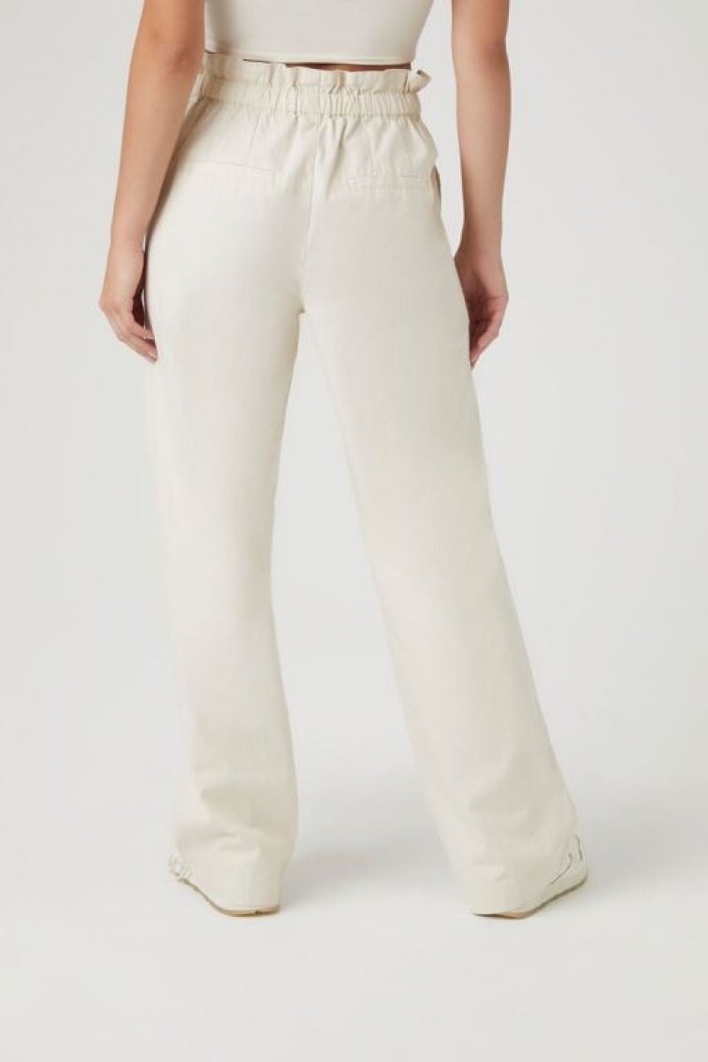 Pantalon Forever 21 High Rise Paperbag Joggers Mujer Beige | UxTlD6RqSSF