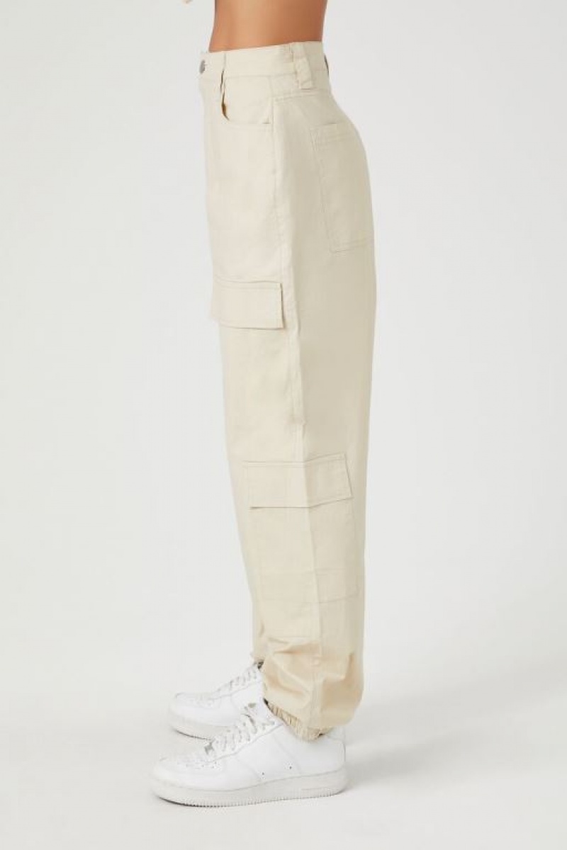 Pantalon Forever 21 High Rise Poplin Cargo Mujer Kaki | ZdlRFBAlO82