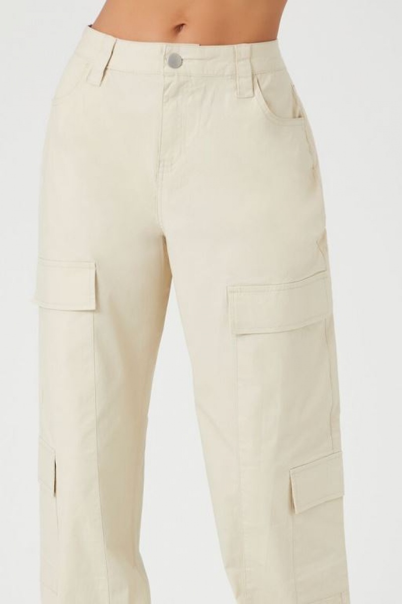 Pantalon Forever 21 High Rise Poplin Cargo Mujer Kaki | ZdlRFBAlO82