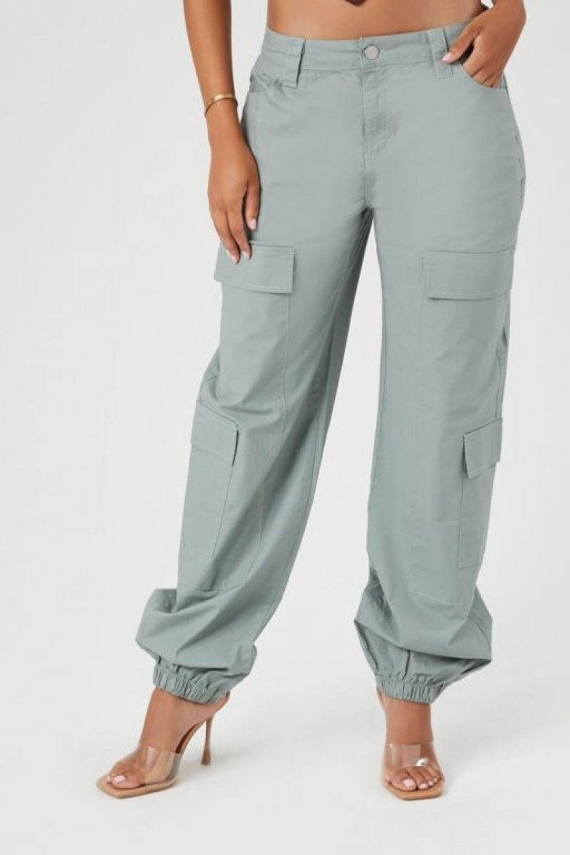 Pantalon Forever 21 High Rise Poplin Cargo Mujer Verde Oliva | 21teq1aFJzr