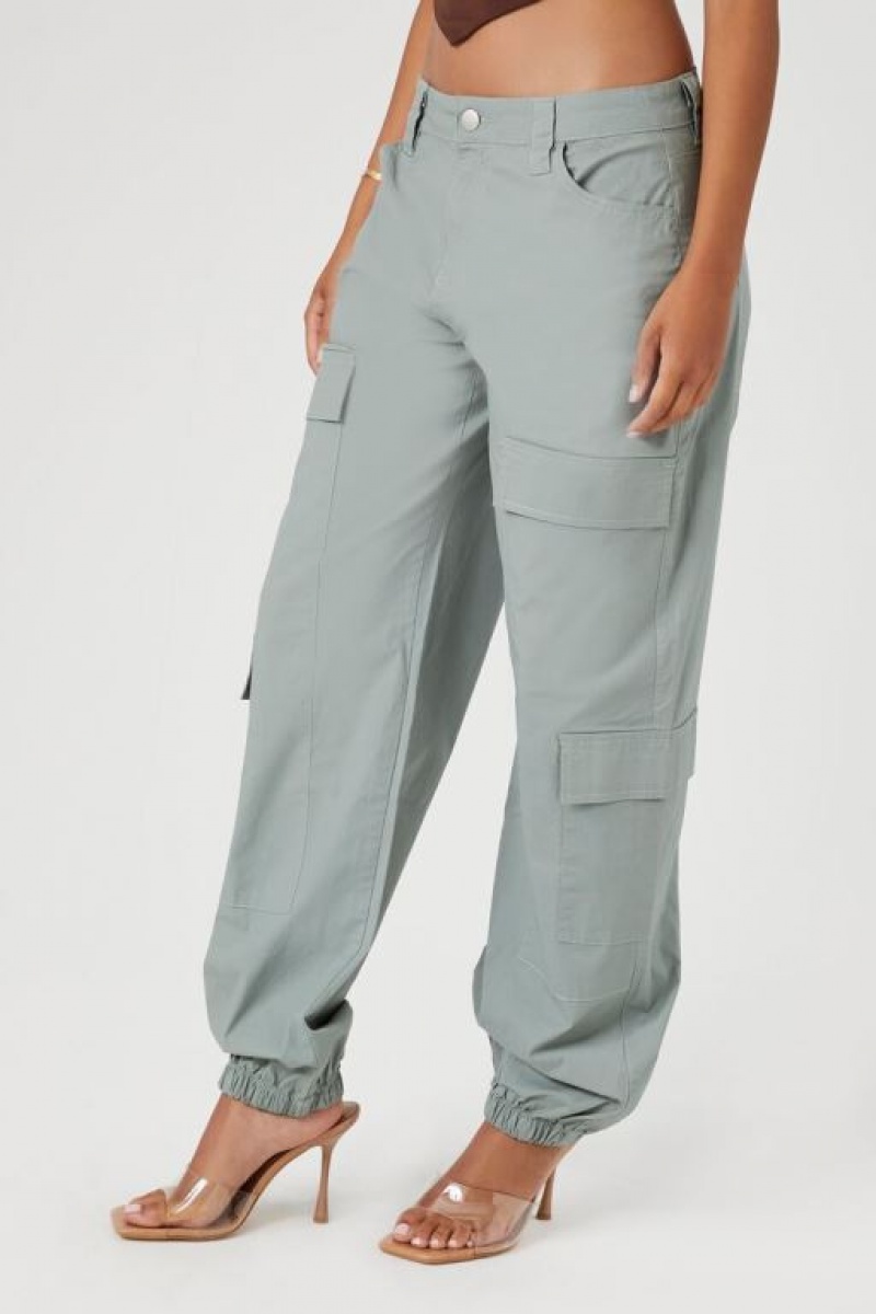 Pantalon Forever 21 High Rise Poplin Cargo Mujer Verde Oliva | 21teq1aFJzr