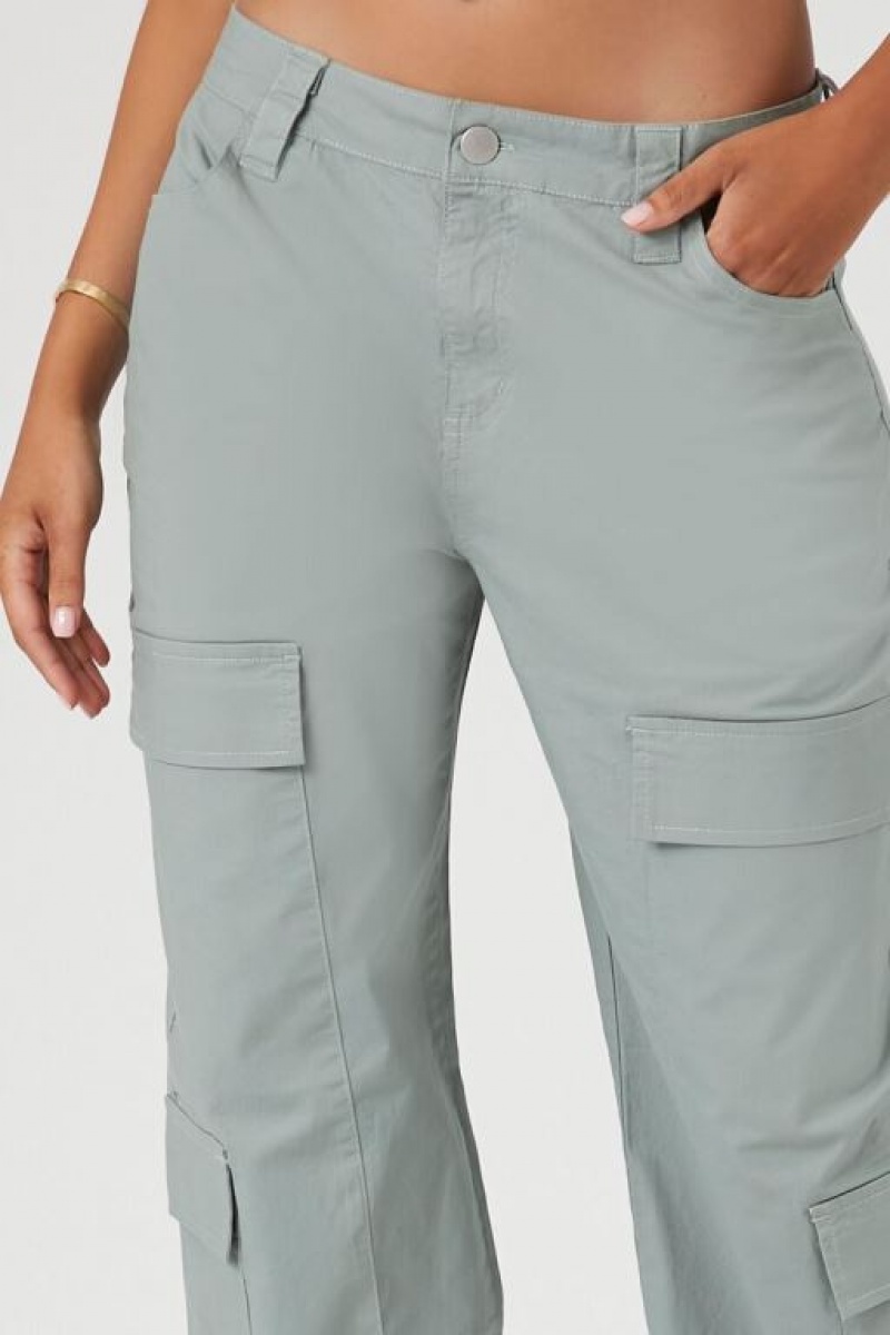 Pantalon Forever 21 High Rise Poplin Cargo Mujer Verde Oliva | 21teq1aFJzr