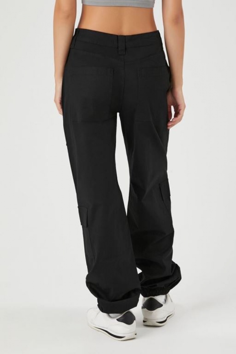 Pantalon Forever 21 High Rise Poplin Cargo Mujer Negras | xO4RhpqH8Xp