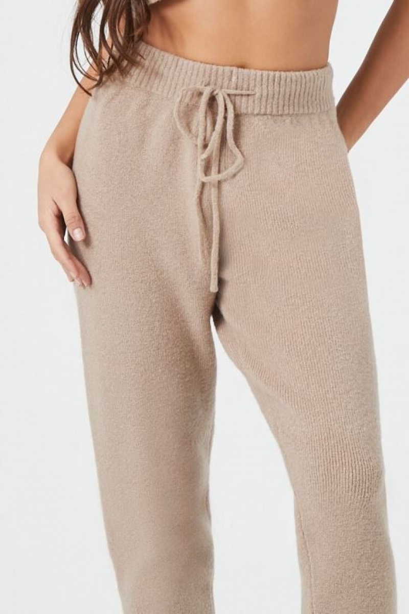 Pantalon Forever 21 Knit Drawstring Joggers Mujer Goat | hRLzkDnIEkp