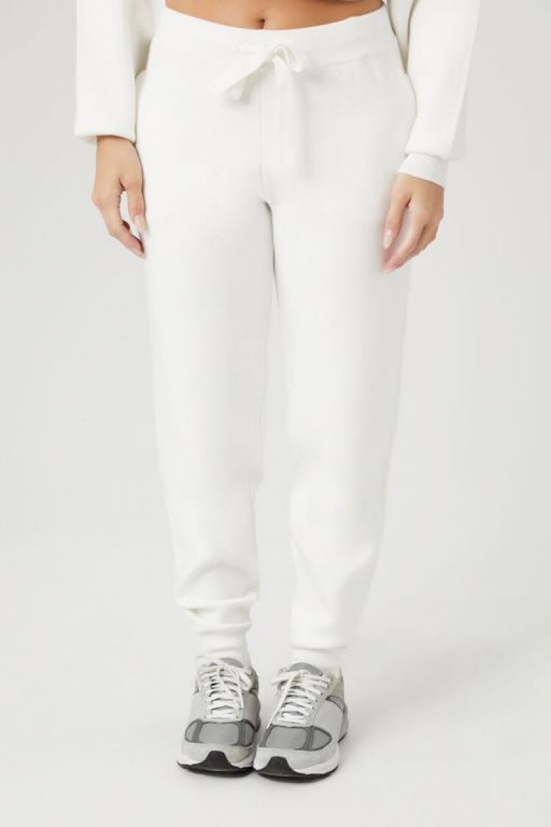 Pantalon Forever 21 Knit Drawstring Joggers Mujer Creme | 9WAsYXMZxWl