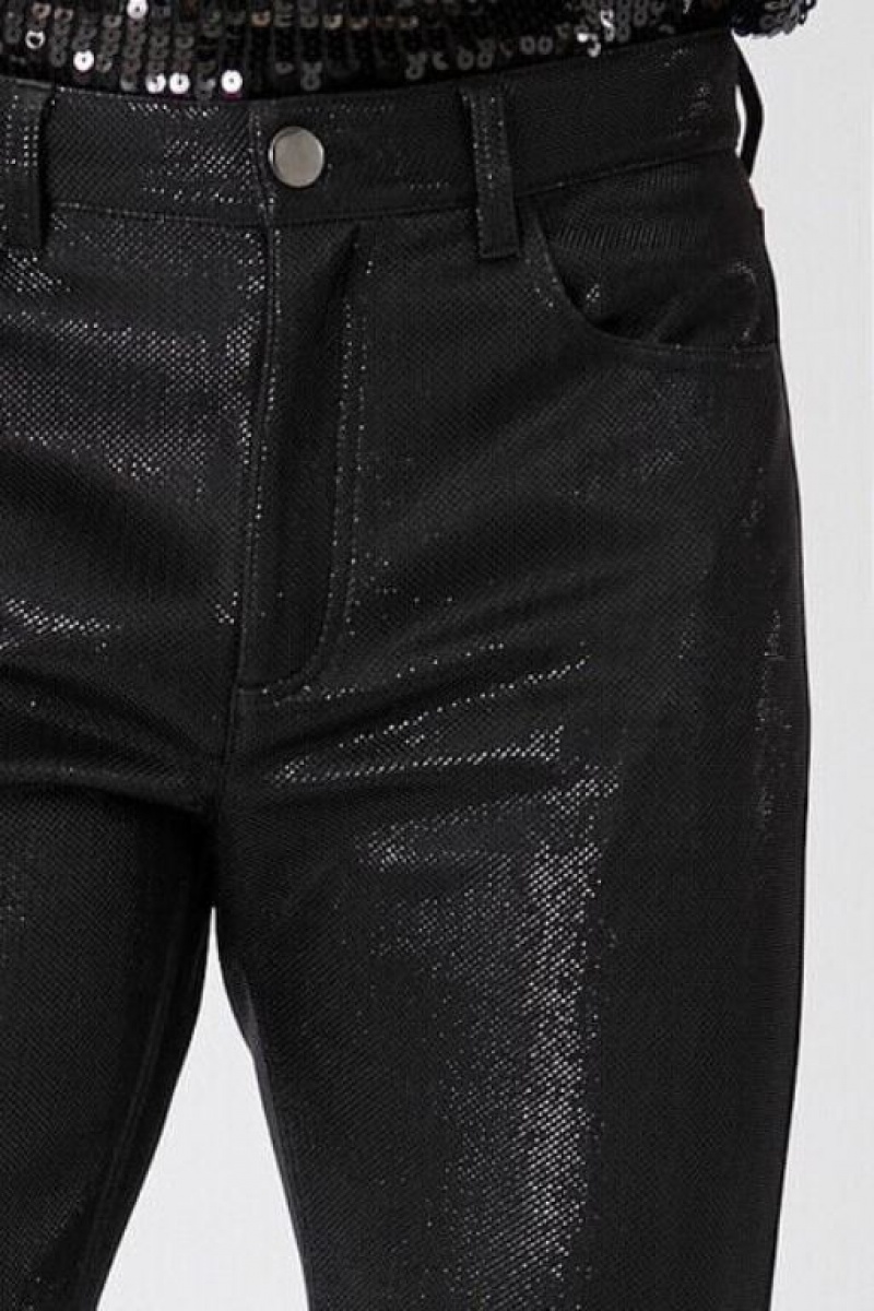 Pantalon Forever 21 Metallic Mid Rise Flaco Hombre Negras | fuGLhs0emU6