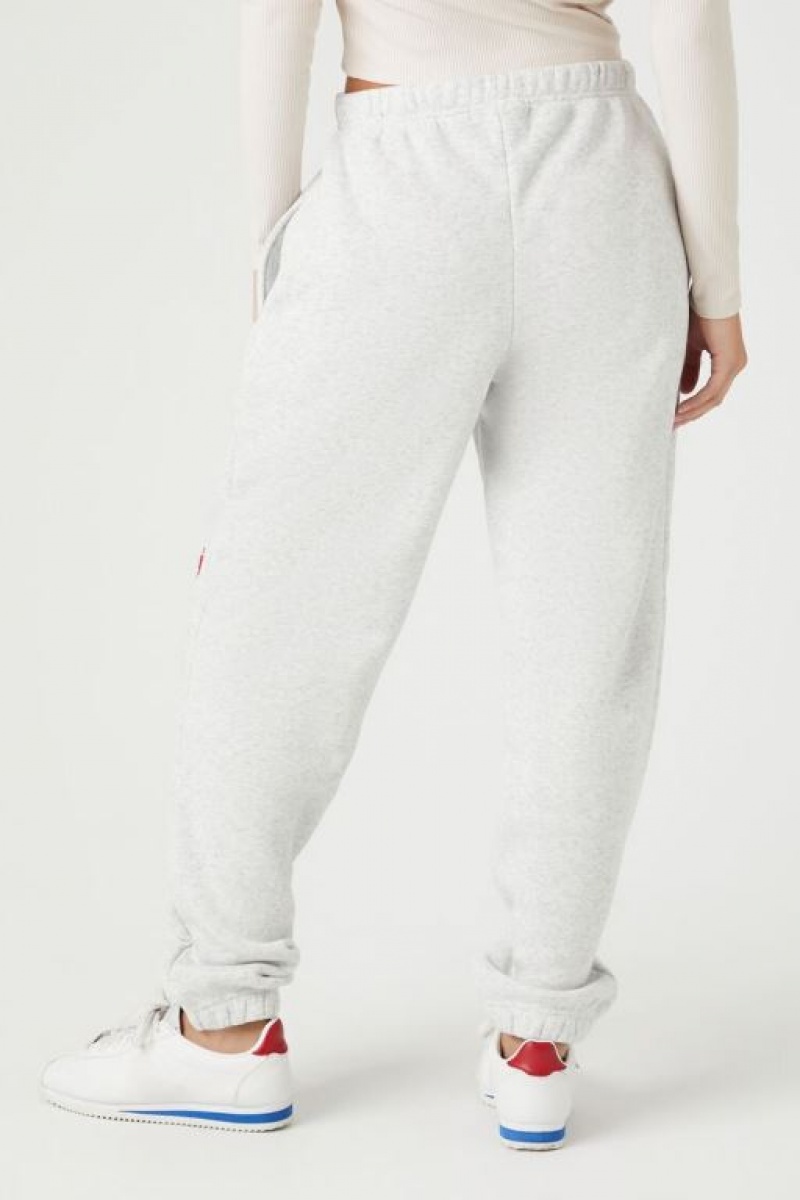 Pantalon Forever 21 Miami Fleece Drawstring Joggers Mujer Gris Claro | BaHeL1rJ0q5