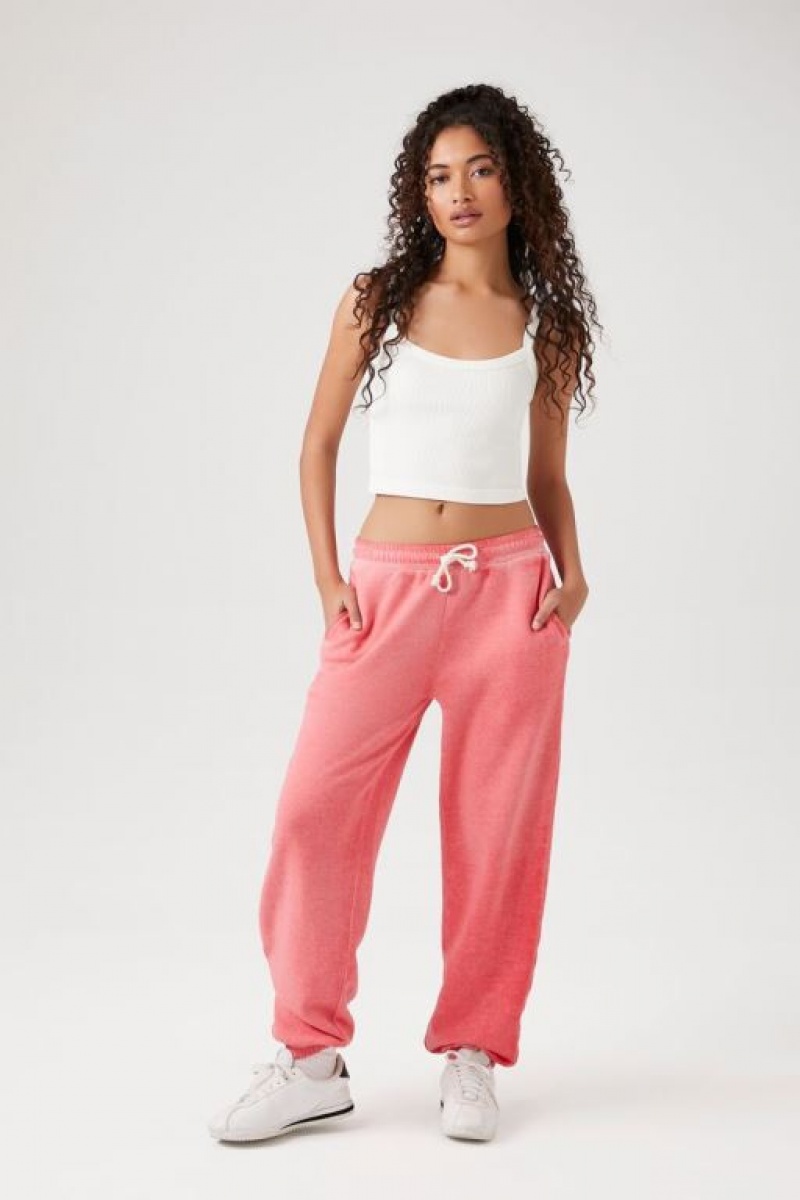 Pantalon Forever 21 Mineral Wash Drawstring Joggers Mujer Coral | vzmCzbxhGET