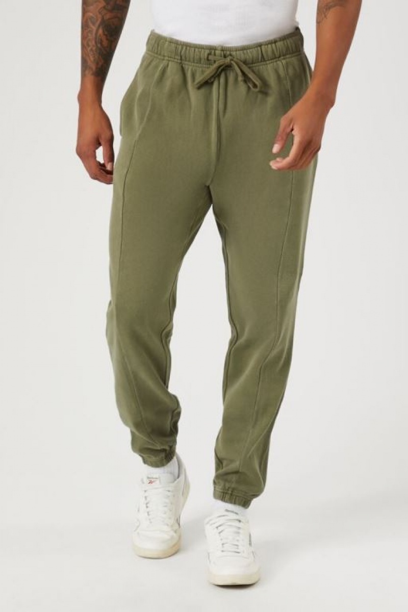 Pantalon Forever 21 Mineral Wash Slim Fit Drawstring Joggers Hombre Verde Oliva | otQqziYxkyu