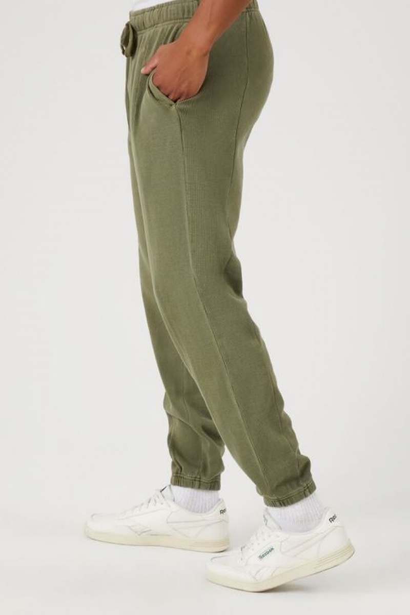 Pantalon Forever 21 Mineral Wash Slim Fit Drawstring Joggers Hombre Verde Oliva | otQqziYxkyu