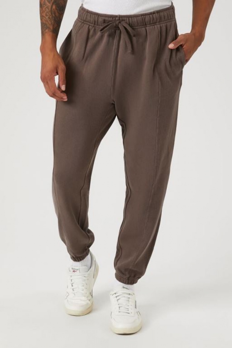 Pantalon Forever 21 Mineral Wash Slim Fit Drawstring Joggers Hombre Cocoa | IVAsdLE3szQ