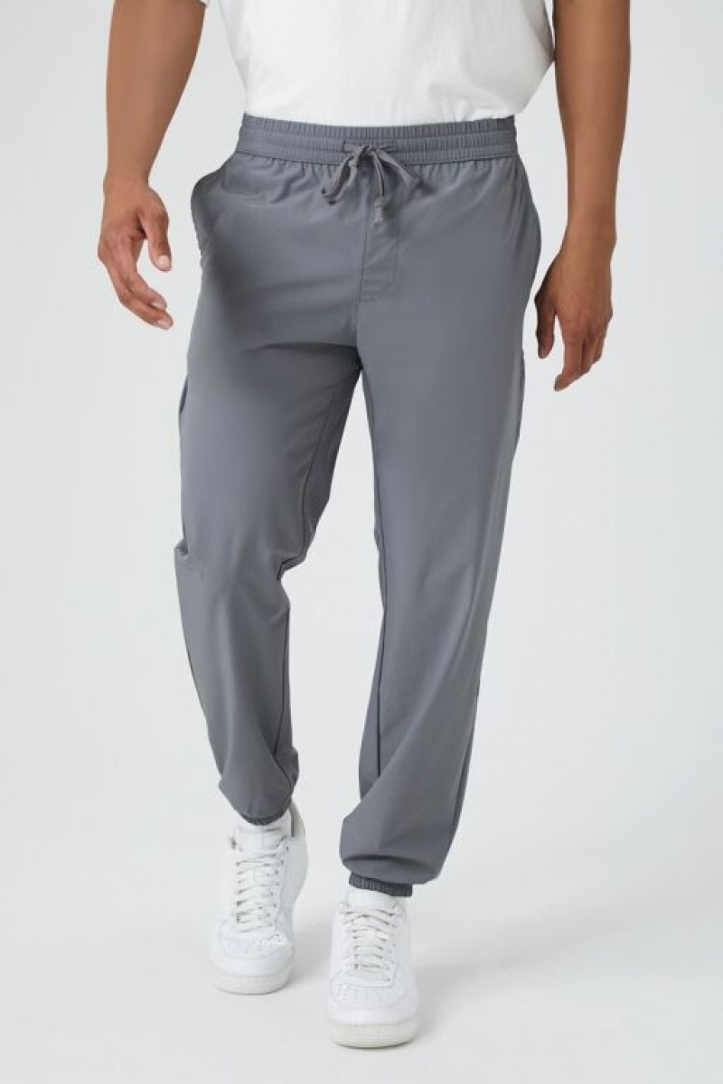 Pantalon Forever 21 Nylon Blend Drawstring Joggers Hombre Gris | QORZJk0hisW