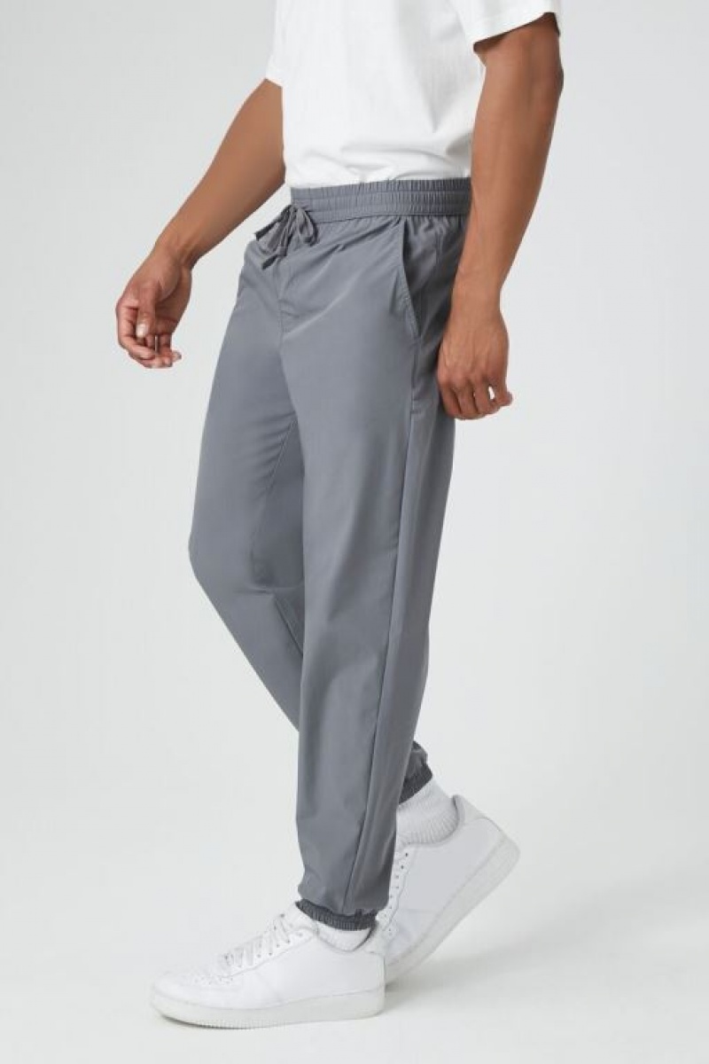 Pantalon Forever 21 Nylon Blend Drawstring Joggers Hombre Gris | QORZJk0hisW