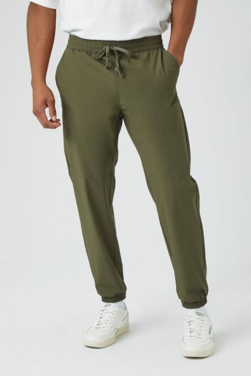 Pantalon Forever 21 Nylon Blend Drawstring Joggers Hombre Verde Oliva | eKanRdjIhkS