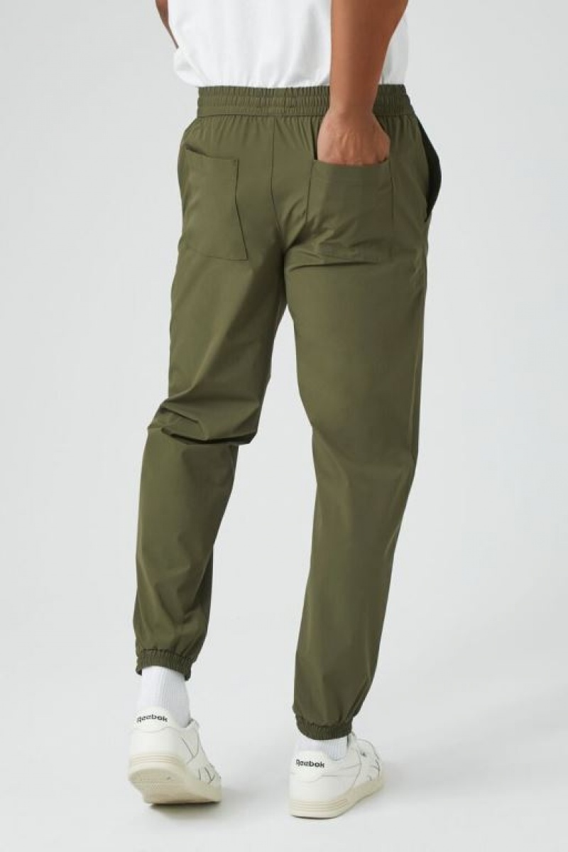 Pantalon Forever 21 Nylon Blend Drawstring Joggers Hombre Verde Oliva | eKanRdjIhkS