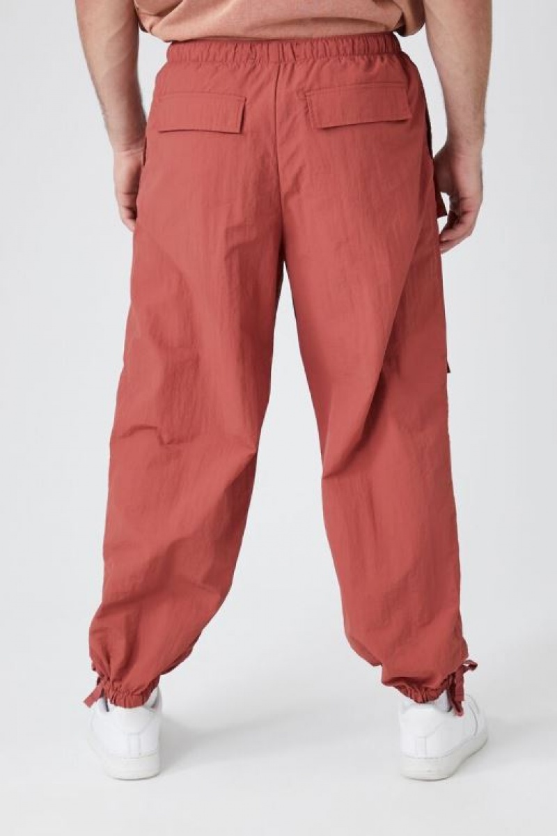 Pantalon Forever 21 Nylon Parachute Cargo Joggers Hombre Rojas | fFnvPbZh0Cs