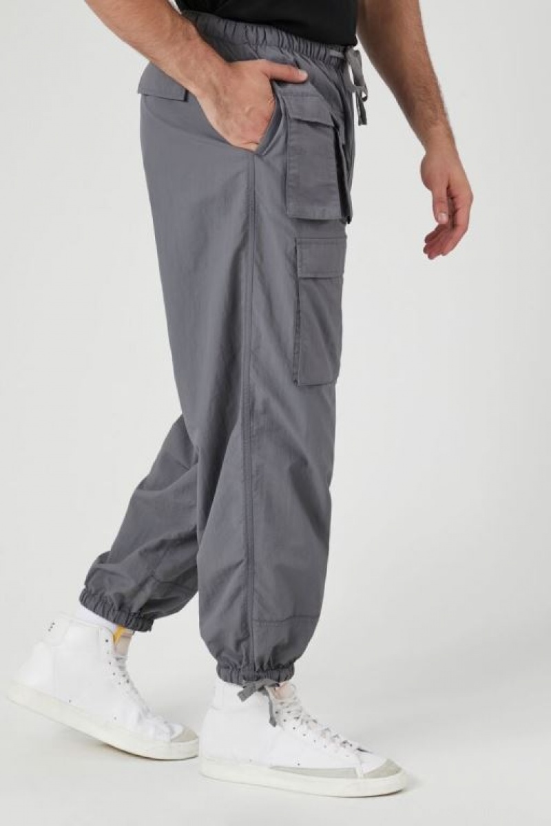 Pantalon Forever 21 Nylon Parachute Cargo Joggers Hombre Gris | pw5jCRmY0LP