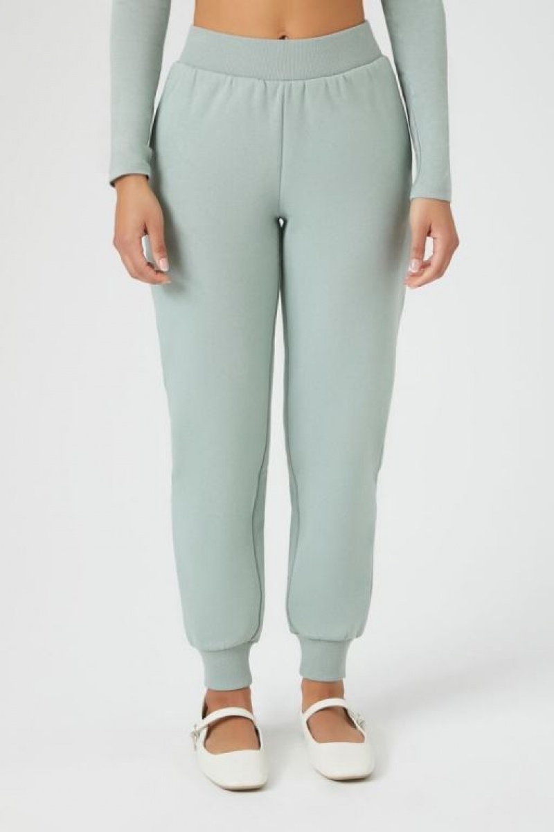 Pantalon Forever 21 Organically Grown Cotton Fleece Joggers Mujer Verde | OUgiO0guTkU