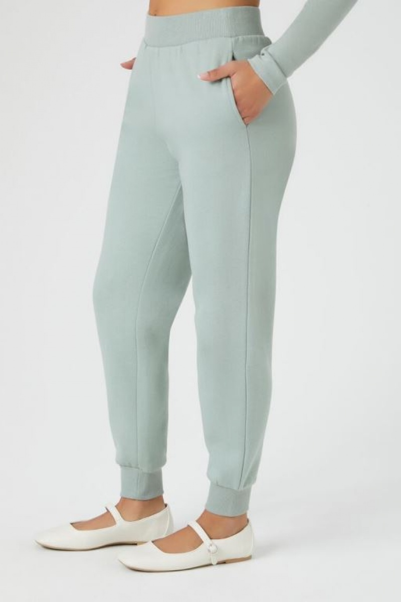 Pantalon Forever 21 Organically Grown Cotton Fleece Joggers Mujer Verde | OUgiO0guTkU