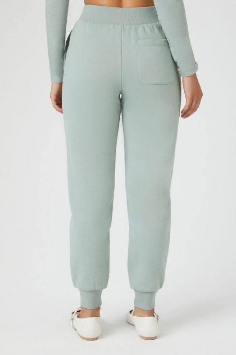 Pantalon Forever 21 Organically Grown Cotton Fleece Joggers Mujer Verde | OUgiO0guTkU