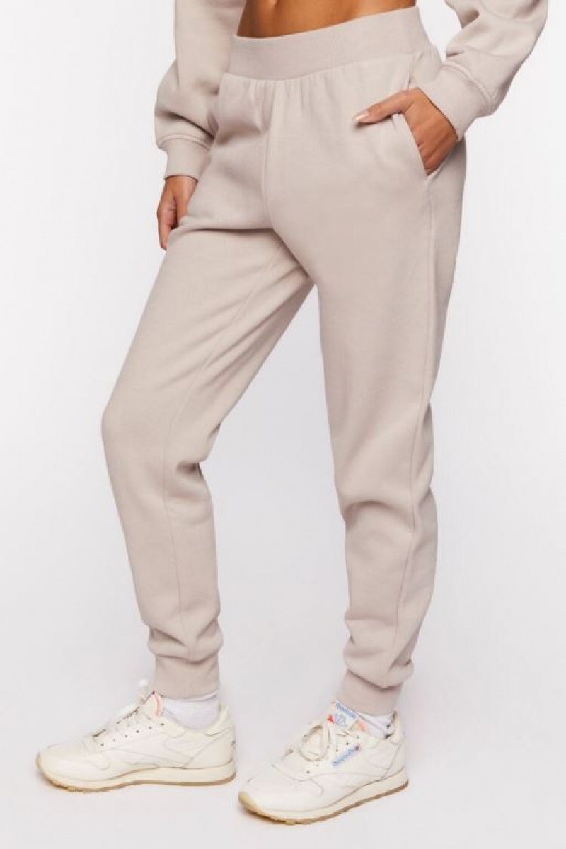 Pantalon Forever 21 Organically Grown Cotton Fleece Joggers Mujer Gris | 9qrOqK83PG2