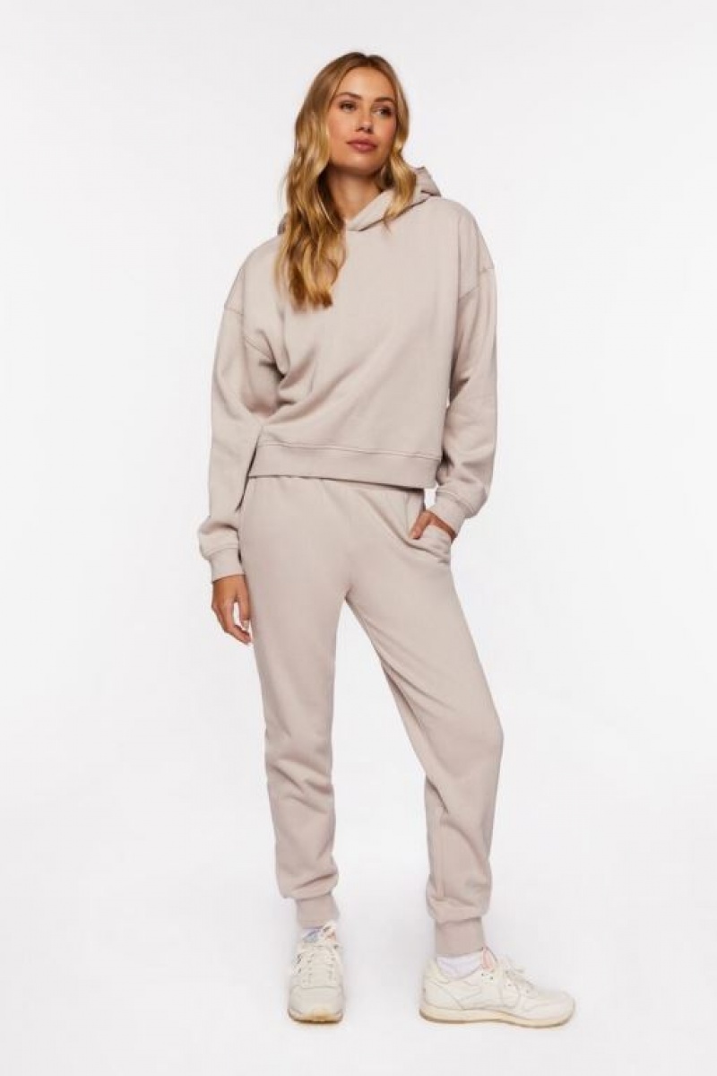 Pantalon Forever 21 Organically Grown Cotton Fleece Joggers Mujer Gris | 9qrOqK83PG2