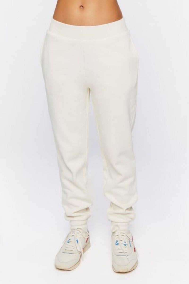 Pantalon Forever 21 Organically Grown Cotton Fleece Joggers Mujer Creme | vxf88ttblnt