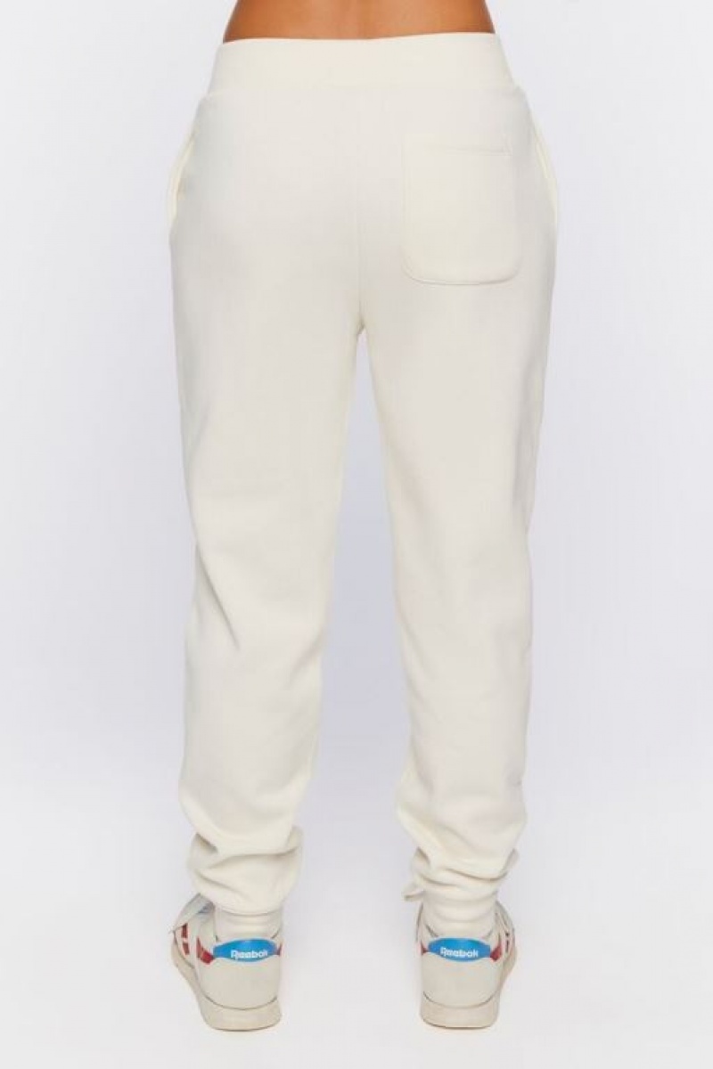 Pantalon Forever 21 Organically Grown Cotton Fleece Joggers Mujer Creme | vxf88ttblnt