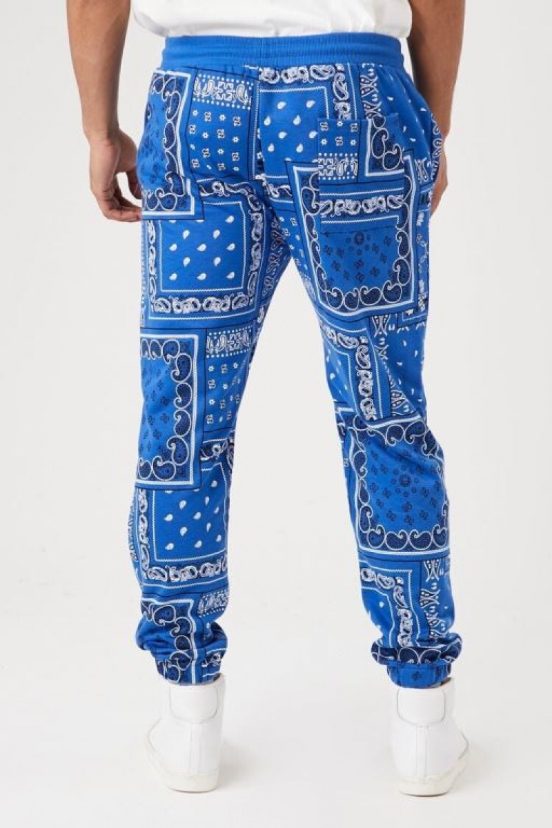 Pantalon Forever 21 Paisley Print Joggers Hombre Azules Multicolor | ZjMuHueUyUR