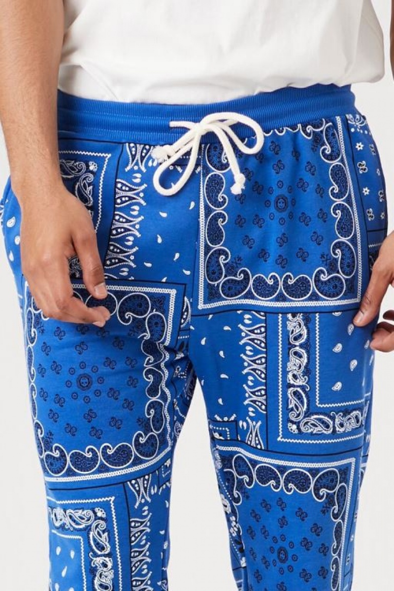 Pantalon Forever 21 Paisley Print Joggers Hombre Azules Multicolor | ZjMuHueUyUR