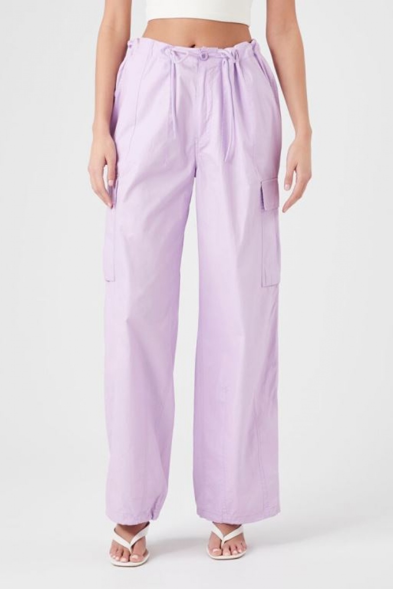 Pantalon Forever 21 Poplin Cargo Joggers Mujer Lavanda | Rlfn4aUdy7C