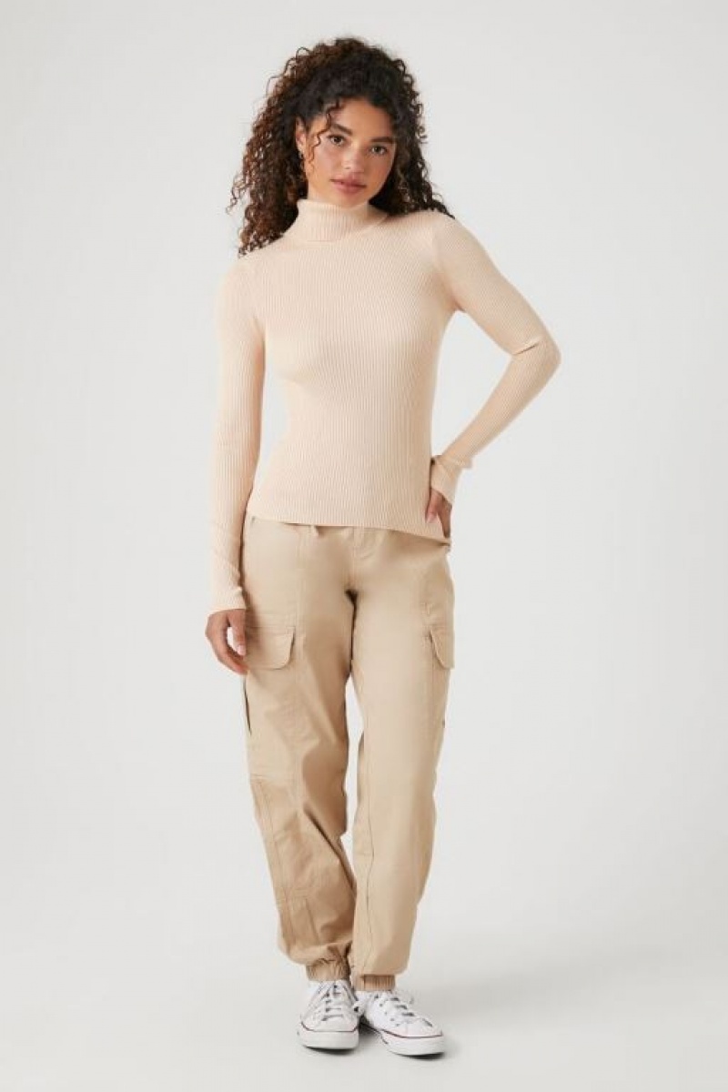 Pantalon Forever 21 Poplin High Rise Cargo Joggers Mujer Kaki | EQuHeEUJ4Zl