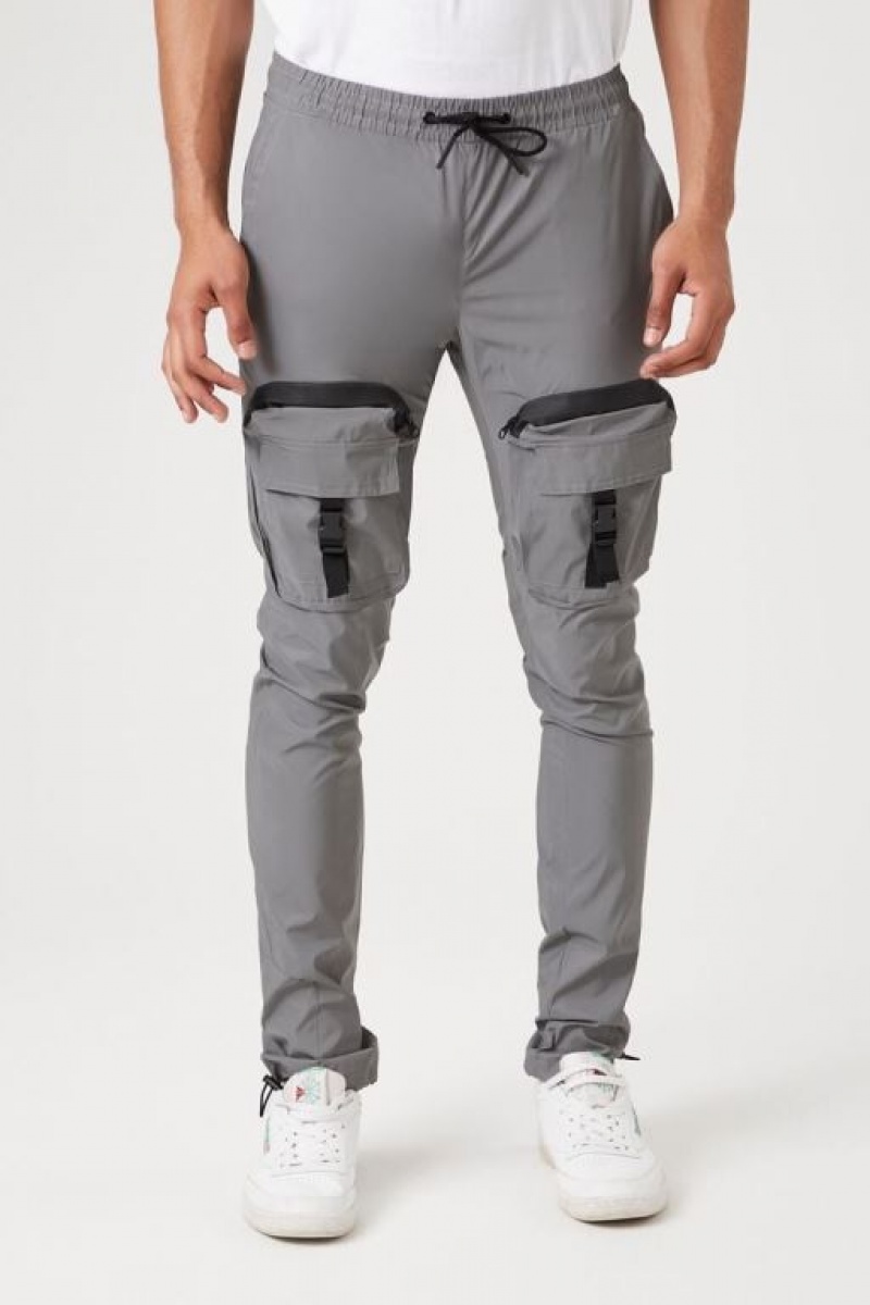 Pantalon Forever 21 Reflective Cargo Joggers Hombre Gris Multicolor | WryrbEWpRDO