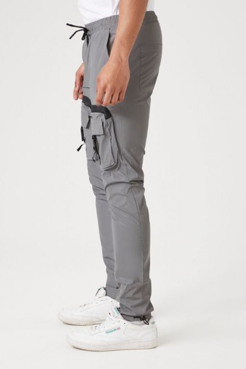 Pantalon Forever 21 Reflective Cargo Joggers Hombre Gris Multicolor | WryrbEWpRDO