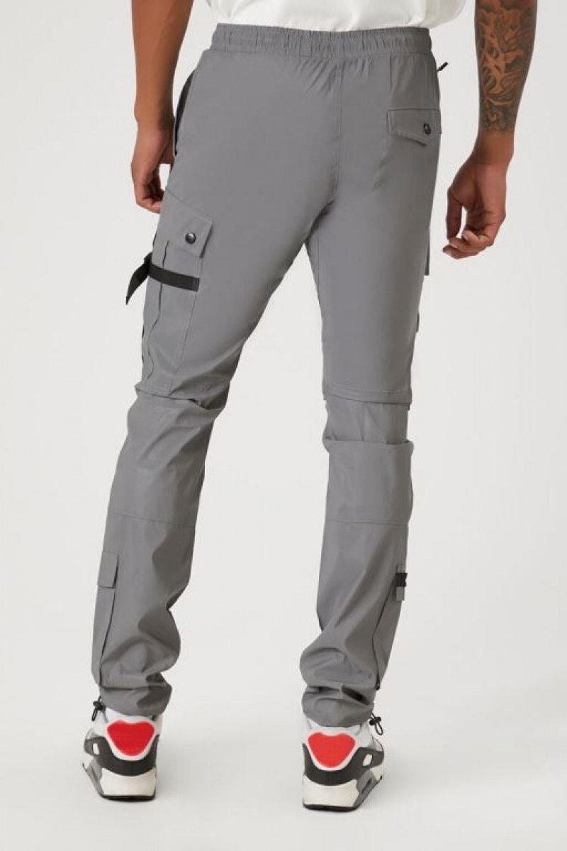 Pantalon Forever 21 Reflective Drawstring Cargo Joggers Hombre Gris | RDzNIts0S9J