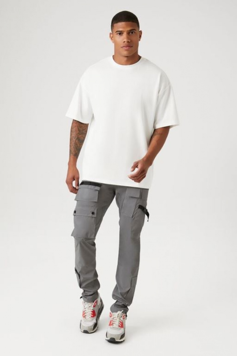 Pantalon Forever 21 Reflective Drawstring Cargo Joggers Hombre Gris | RDzNIts0S9J