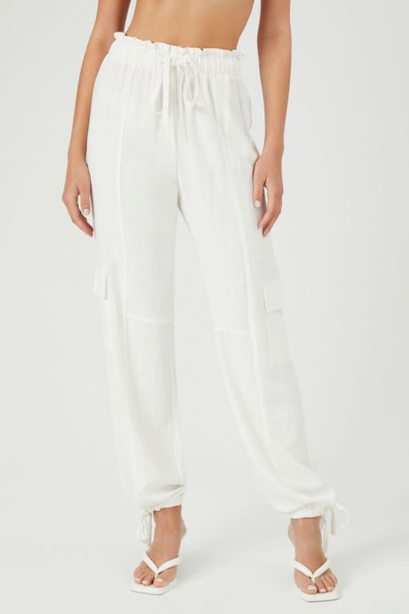 Pantalon Forever 21 Relaxed Cargo Joggers Mujer Blancas | fFUMrhUlW25