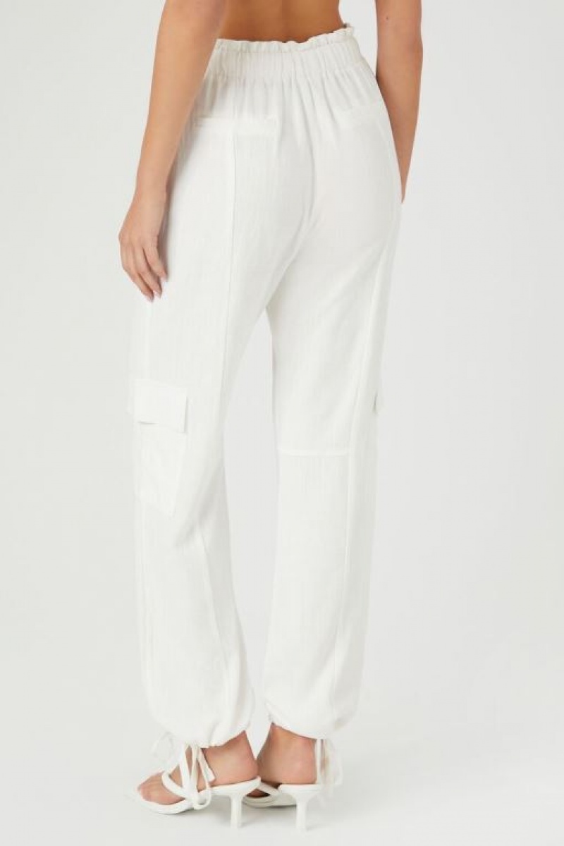 Pantalon Forever 21 Relaxed Cargo Joggers Mujer Blancas | fFUMrhUlW25